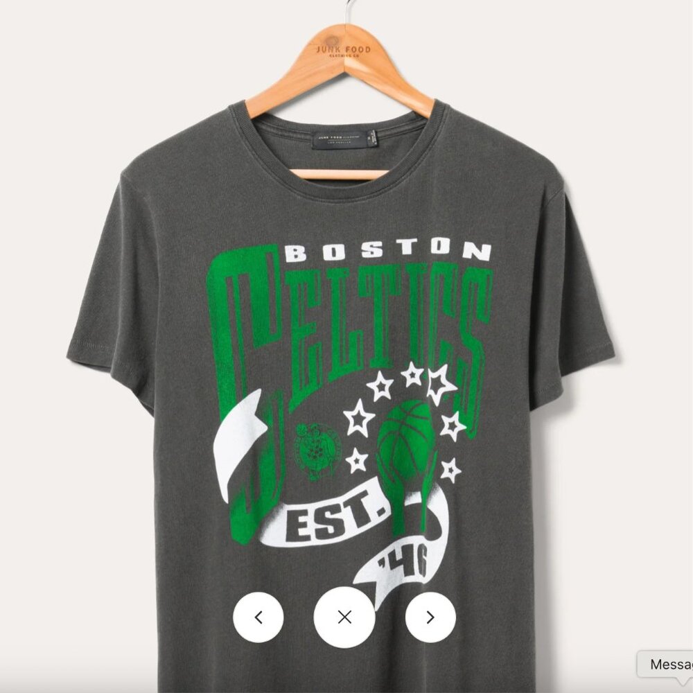 🏀 Junk Food Celtics Banner Vintage Tee • Women’s XL • NWT • Boston + NBA Vibe